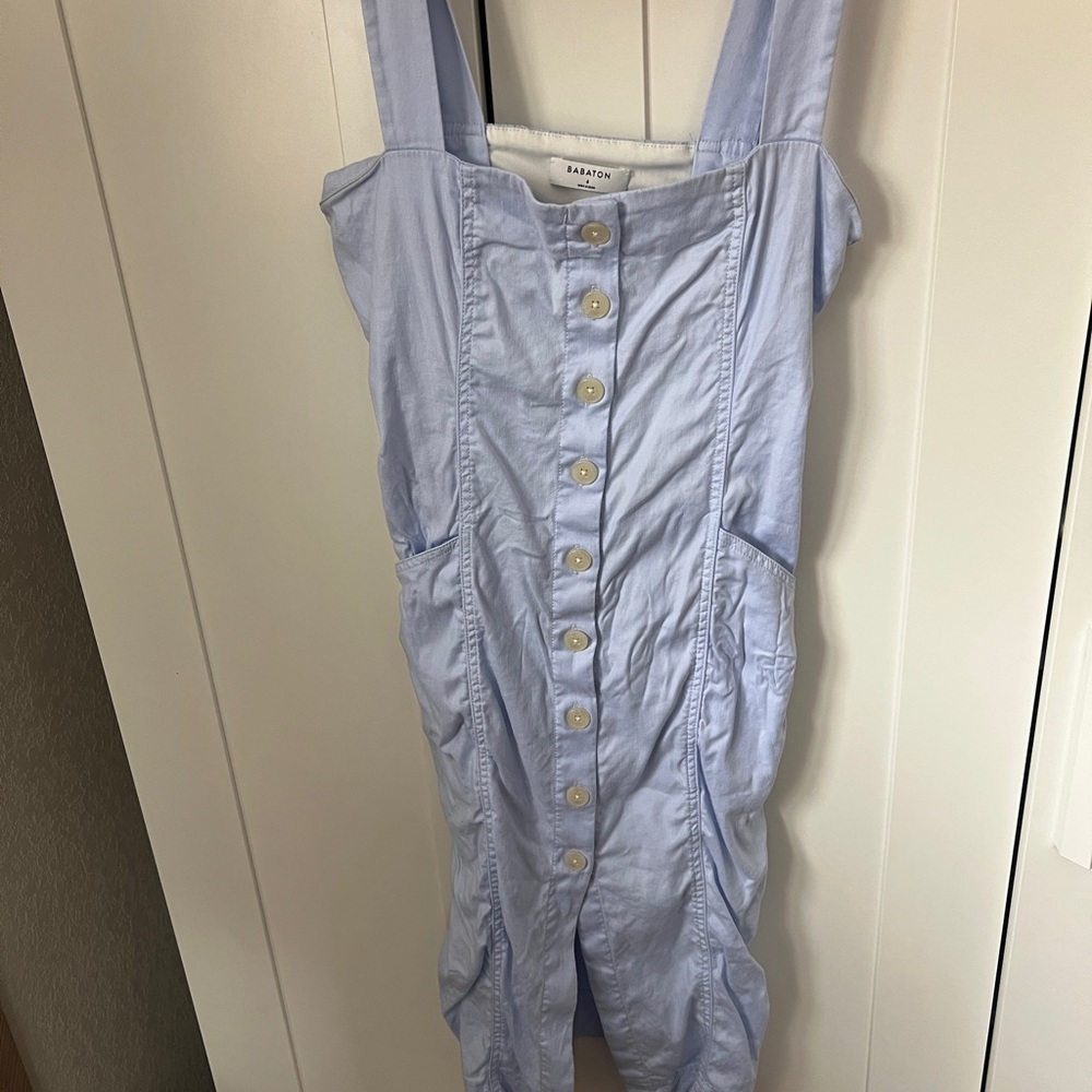 Babaton Light Blue Linen Blend Midi Dress, Sz 6